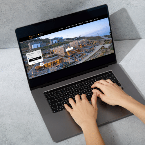 360 virtual tour panormos bay suites-vivestia | risk-free villas, hotels and cruises in vr